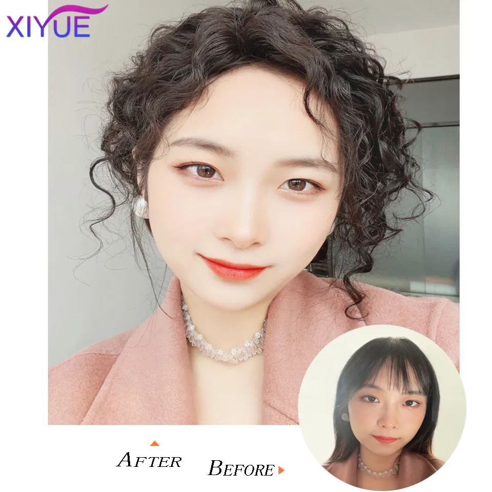 XIYUE  Wig head top wool curly hair 3-7 split seam offset seam curly top hair patch to cover white hair