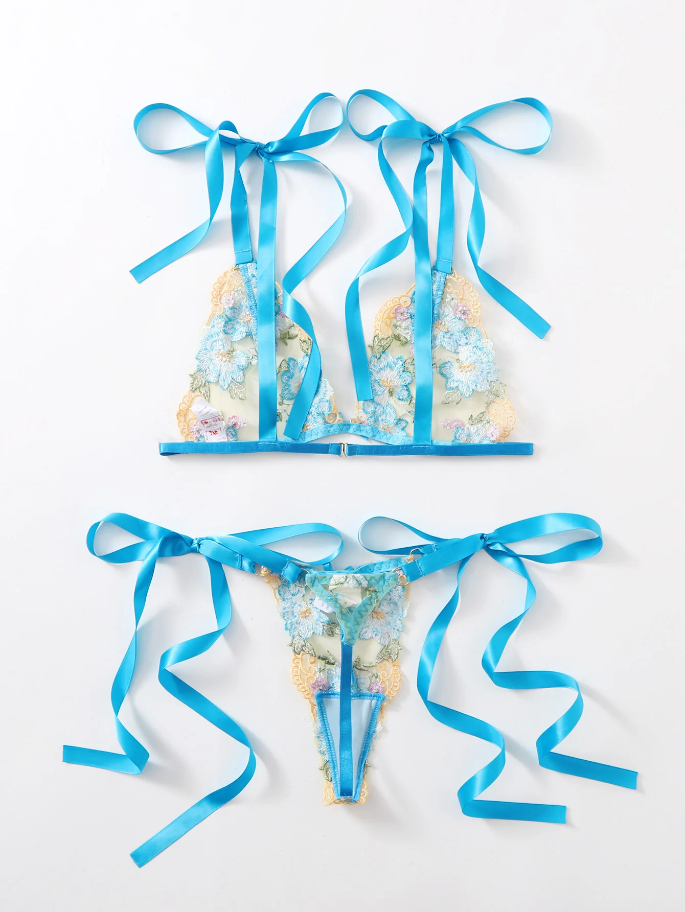 Women Sexy Bandage Lingerie Transparent Embroidery Push Up Bra Panties women lingerie