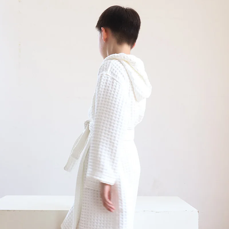 Çocuk Niş Saf Pamuk Bornoz Waffle Çift Katmanlı Kalın Yukata Ev Giyim A sınıfı Çocuk ve Kadın Pijamaları