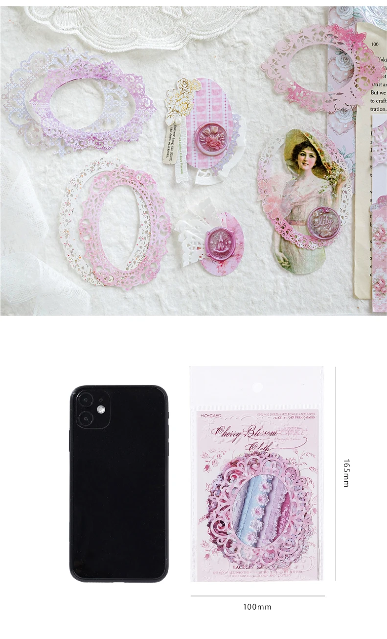 10 Stück aushöhlen Hand Spitze Spitzenpapier Planer Literatur Kunstmaterial Papier handgefertigt DIY Scrapbooking Zubehör – Detail 15