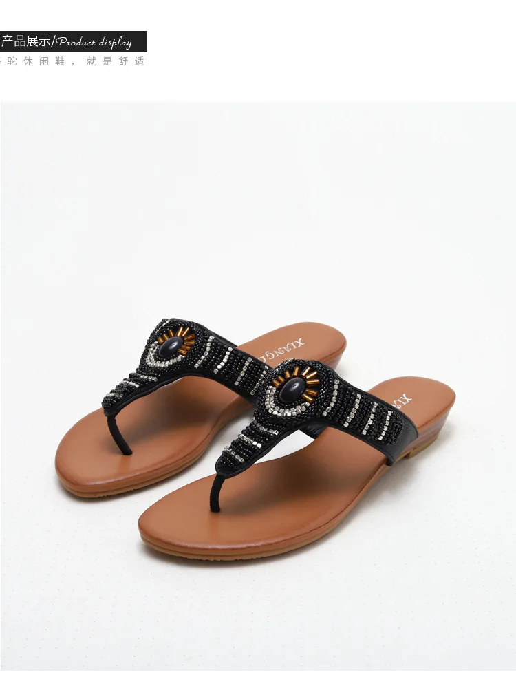 588-1  Sandals, Slippers, New Summer Fashion Outwear, Sea Vacation Edge, Ethnic Style Slope, and Rhinestone Slippers