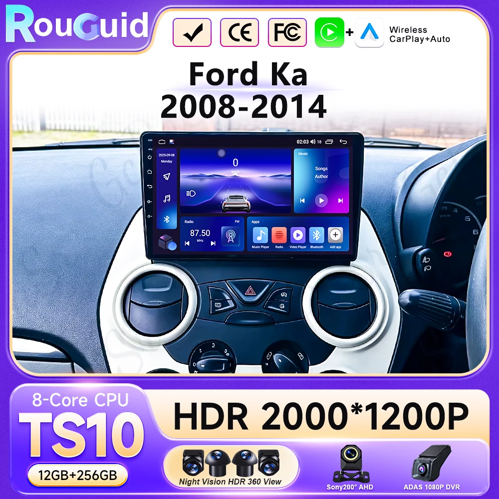 Android 16 Auto Car Radio For Ford Ka Carplay Multimedia Player Stereo GPS Head Unit DSP BT