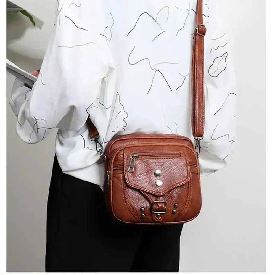 Korean Version Women's Bag Small Square Bag Simple And Casual Large Capacity Personalized Lightweight Soft Leather Crossbody Bag