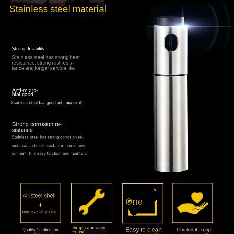 Stainless steel oil injection bottle,kitchen cooking oil spray, air pressure grill spray can,olive spray control pot