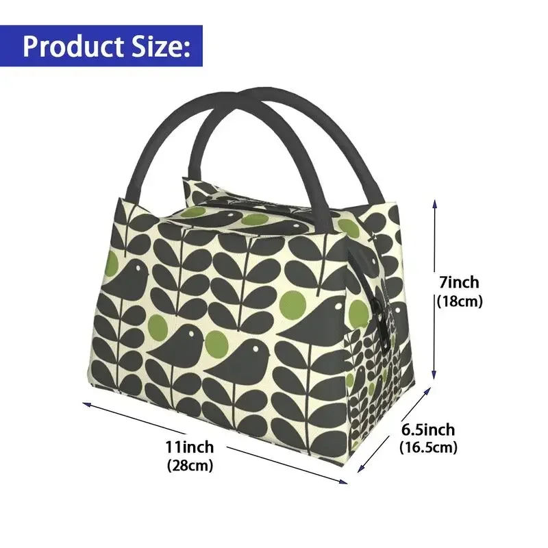 Orla Kiely 멀티스템 조류 단열 도시락 가방, 야외 피크닉 스칸디나비아 꽃, 방수 쿨러, 여성용 보온 박스