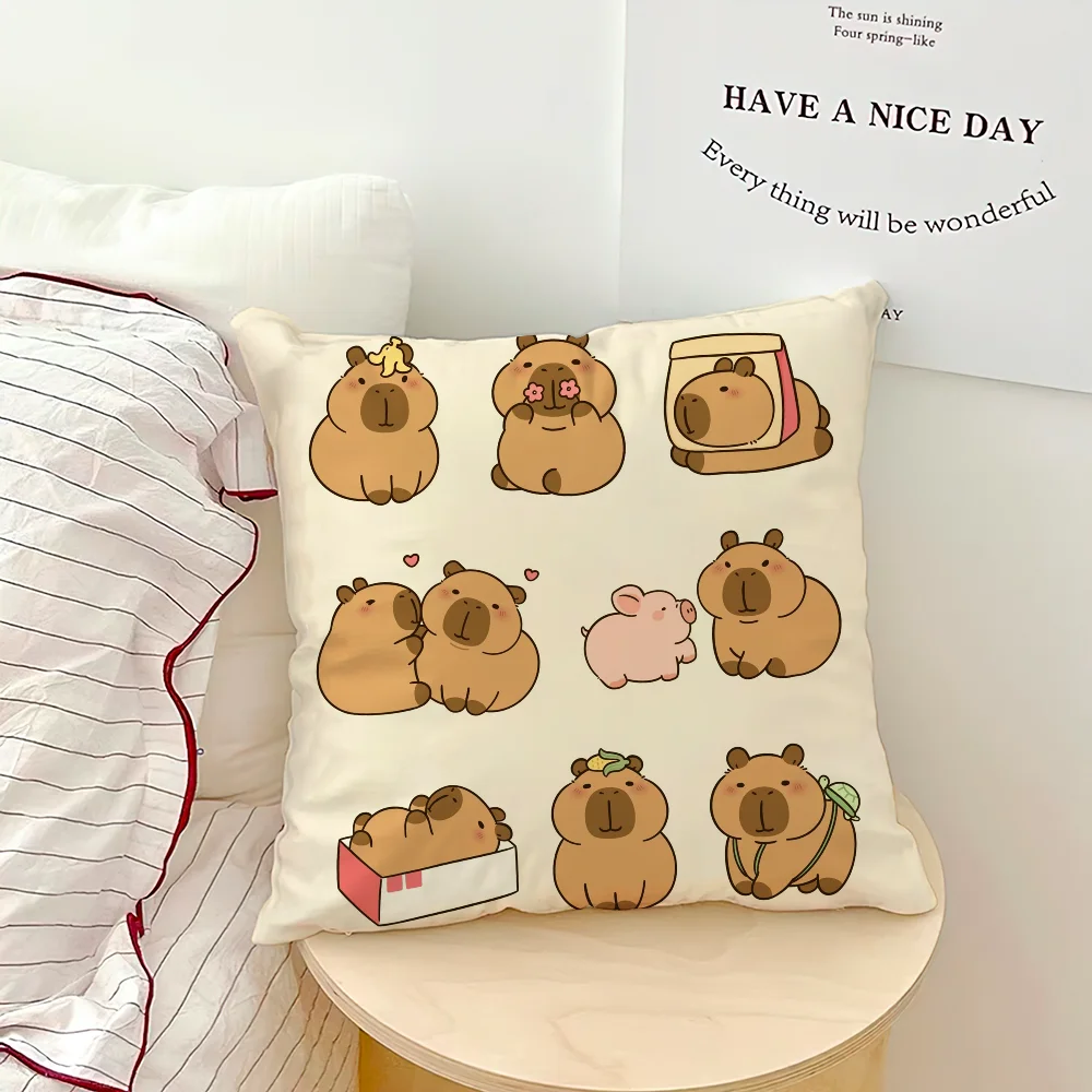Capybara Cartoon Cute Pillow Case Image 6