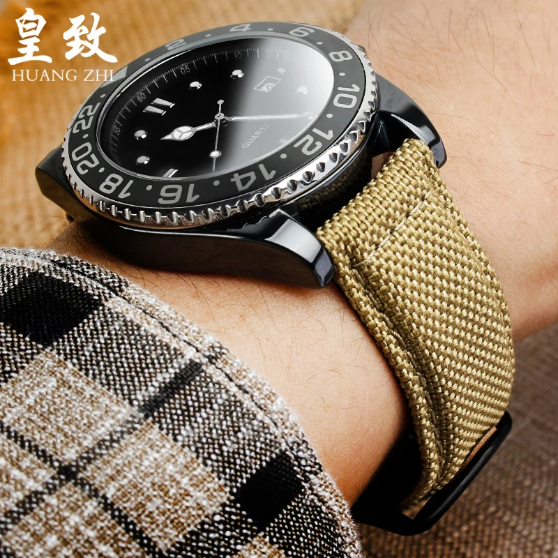Nylon Canvas Strap - Waterproof Sports Watchband with Blue, Grey, and Khaki Options, 20mm-22mm