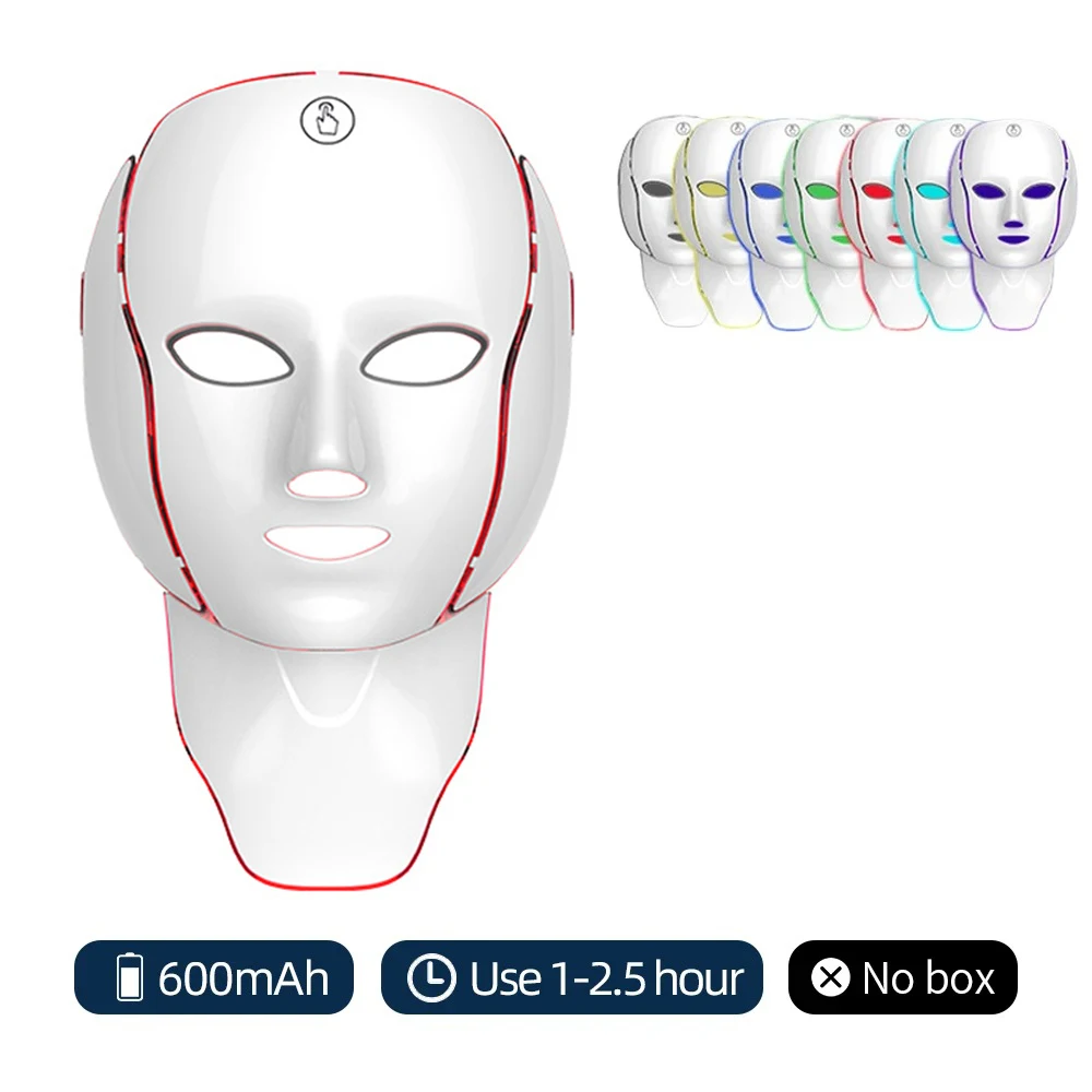Maschera per il viso a LED Terapia della luce rossa 7-1 colori 192 LED Maschera wireless per il viso Bellezza domestica Maschera per il viso a LED Regalo adorabile