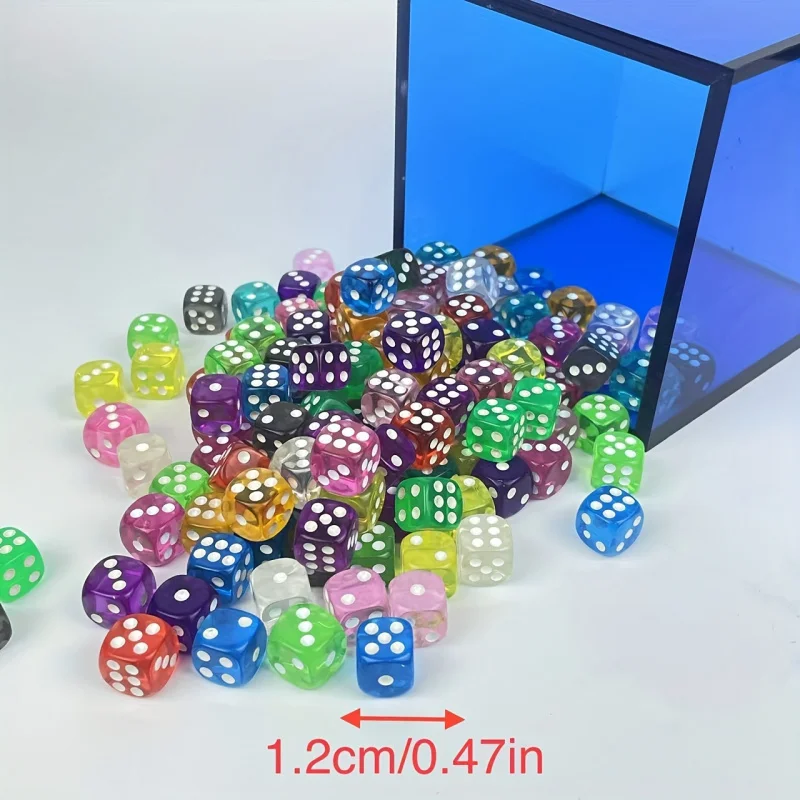 50팩 아크릴 주사위 세트, 투명한 캔디 컬러 다기능, 파티 선물 및 액션 게임에 적합-다면체 모양
