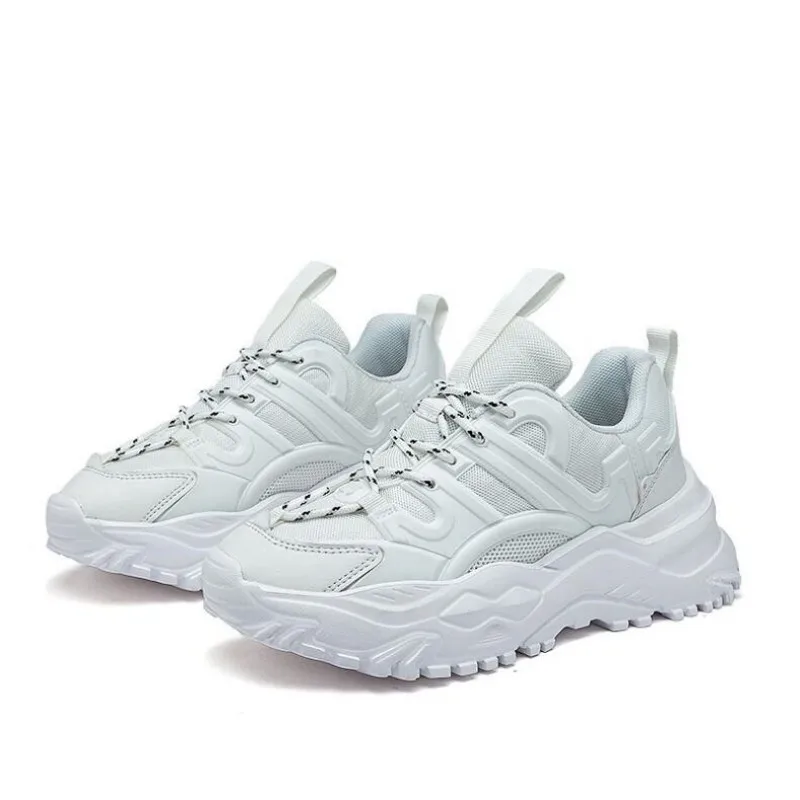 

Women Thick sole trend shoes style mesh surface breathable lace-up casual shoes soft sole comfortable sports single shoes