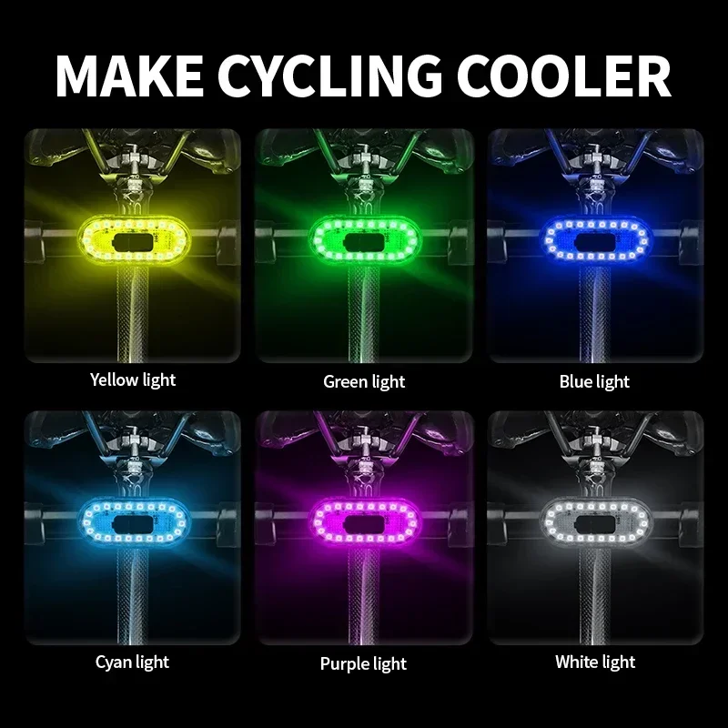 Bike Rear Tail Light 560 MAh Bicycle Lights Memory Mode Rainbow LED Warning Rech