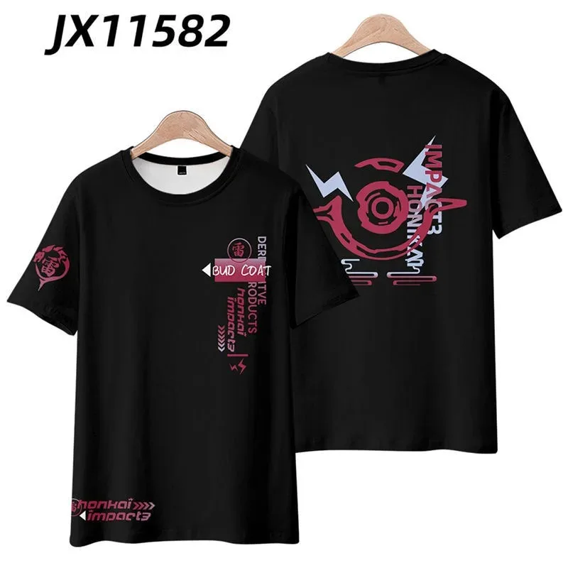 Honkai impact 3 raiden mei character style 3d printing T-shirt summer fashion around neck short sleeve popular game streetwear