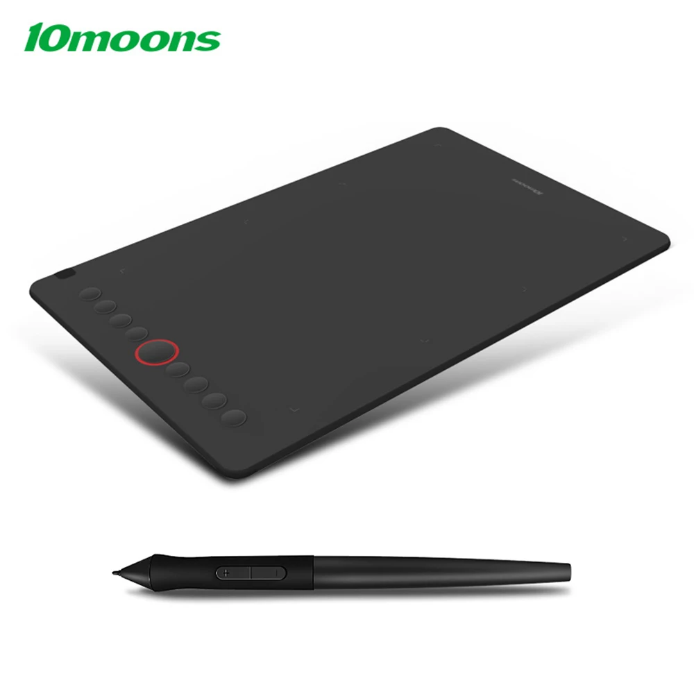 10moons i6 디지털 그래픽 드로잉 태블릿, 9.45x6.1 인치, 작업 영역 8192 레벨, 330PPS 배터리 프리 스타일러스 지지대, PC 및 모바일
