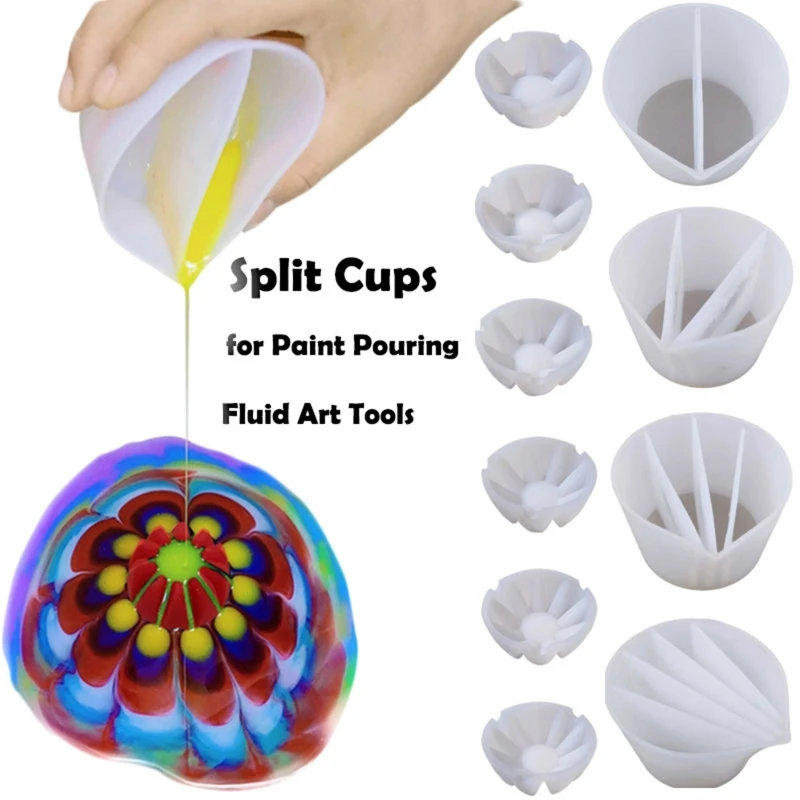 

Silicone Split Cup 2/3/4/5 Chambers Reusable Silicone Pouring Divided Cups for Fluid Art Acrylic Paint Resin DIY Making