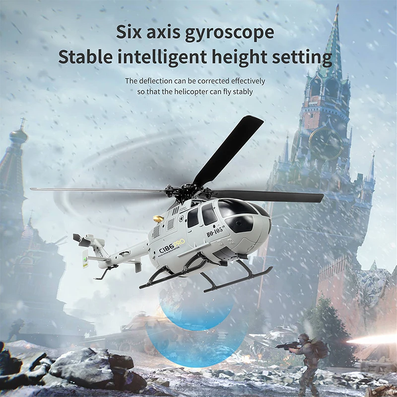 C186 RC Helicopter 2.4G 4CH 4 Propellers 6 Axis Electronic Gyroscope for Stabilization Remote Control Airplane Toys BO105 2