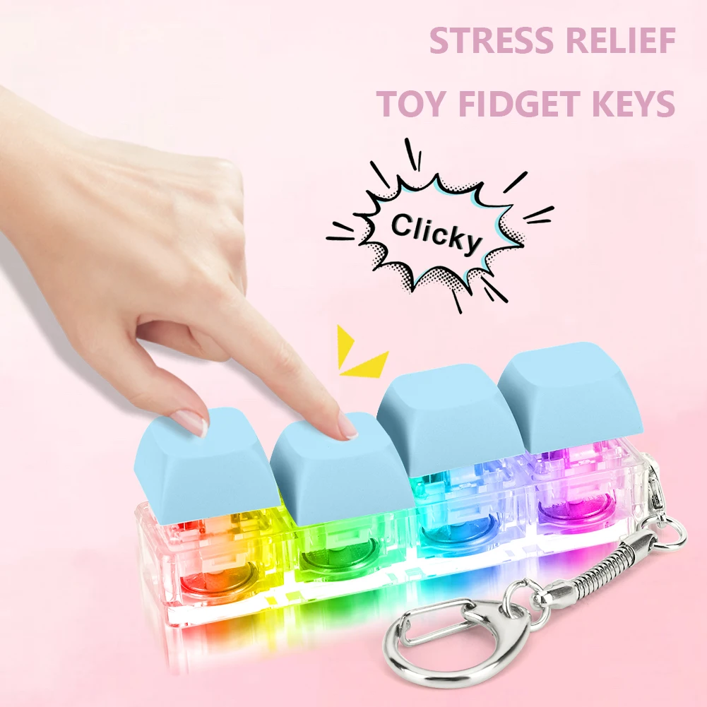 ABS Keyboard Key Toy Fidget Keychain for Stress Relief