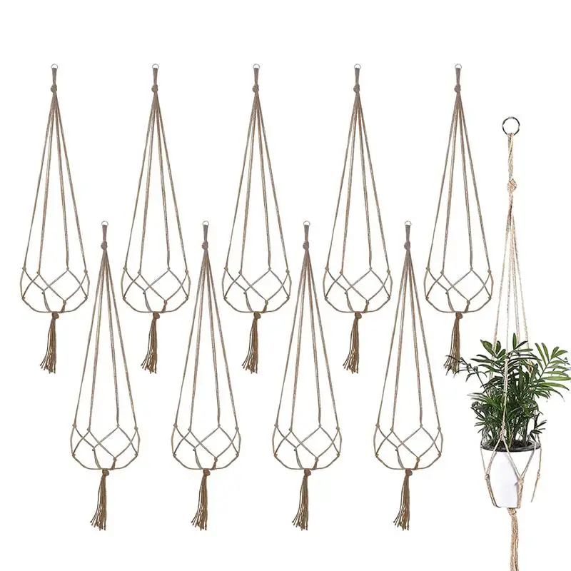 

10pcs Macrame Hemp Rope Plant Hanger Basket Flower Pot Net Bag Woven Hanging Flower Pot Wall Hang Planter Rope Plants Holder