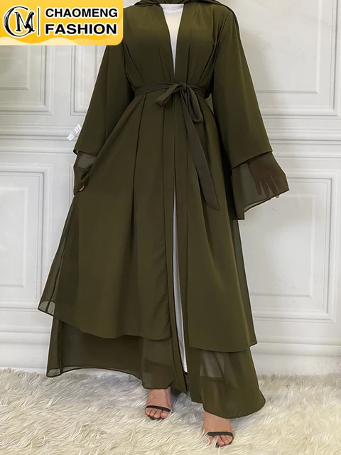 Robe de Ramadan en mousseline de soie, Abaya, dubaï, turquie, Kaftan musulman pour femmes, Kimono modeste, Caftan Marocain, vêtements islamiques