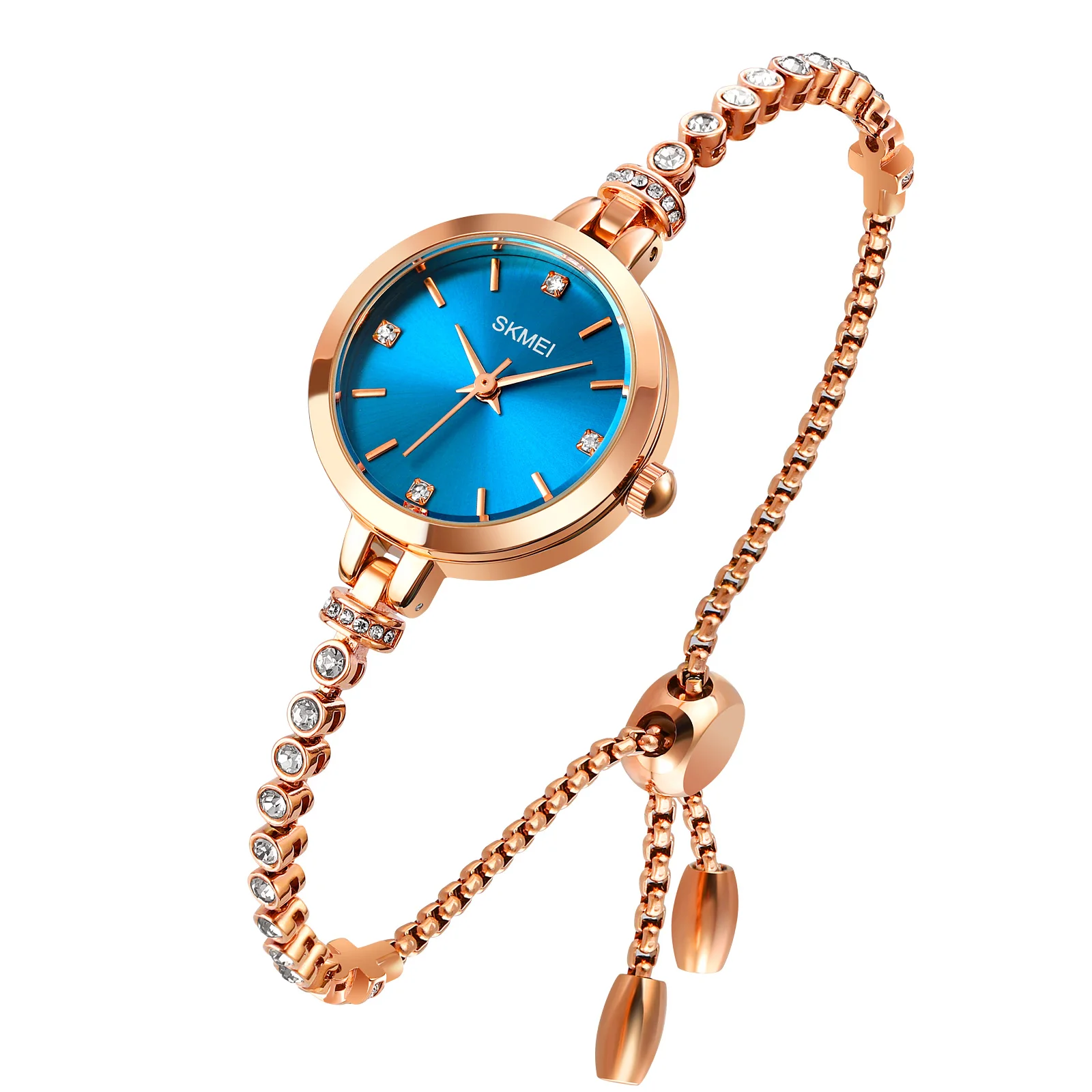 

SKMEI Delicate Bracelet Series Watch Crystal Rhinestone Temperament Goddess Brushed Sunray Waterproof Ladies Quartz Watch 1854