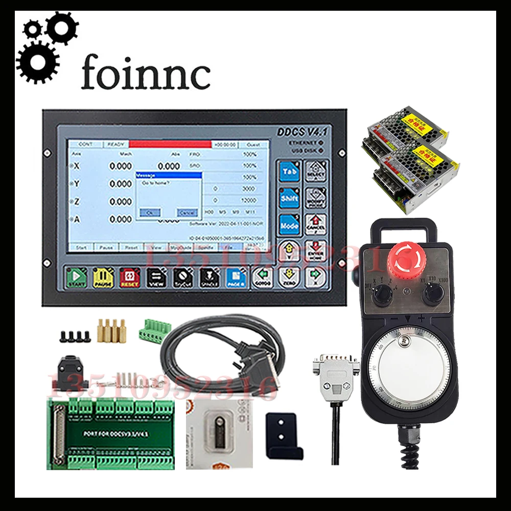 최신 ddcsv3.1/ddcsv4.1 CNC 오프라인 USB 컨트롤러 G 코드 3 축 4 축 + 비상 정지 핸드 휠 + 75W24V 전원 공급 장치, 최신