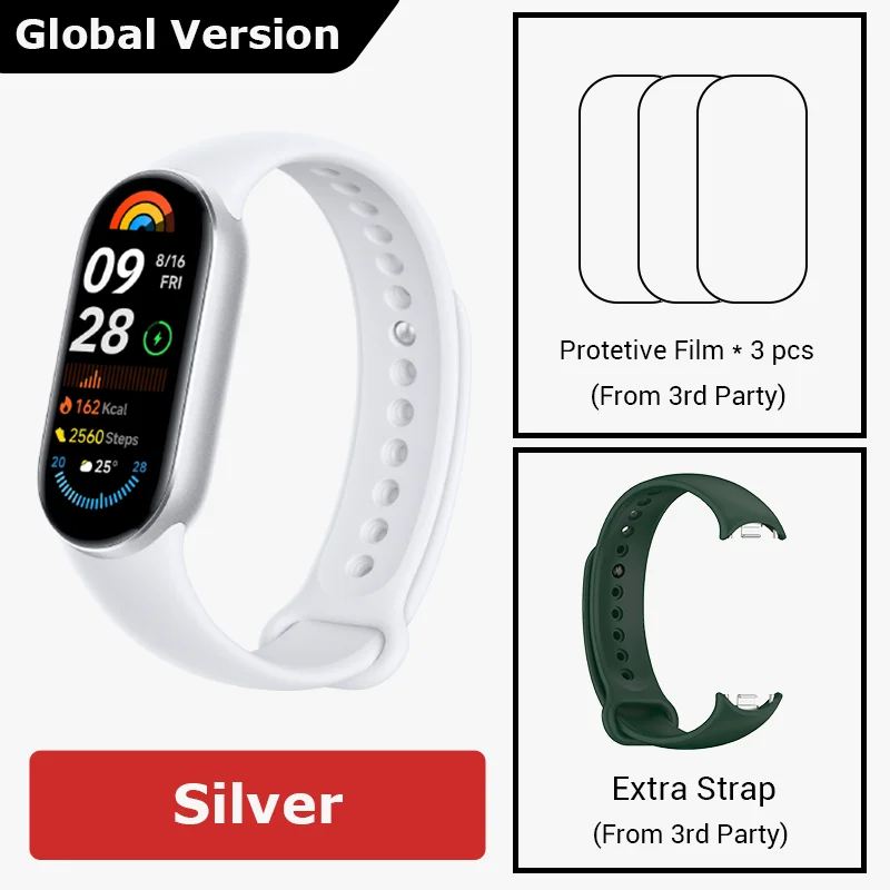 thumbnail image 1 of Versión global Xiaomi Smart Band 9 Pulsera inteligente Mi Band 9 Pulsera inteligente Pantalla AMOLED de 1,62" Monitoreo de salud Batería de 21 días, 1 of 5