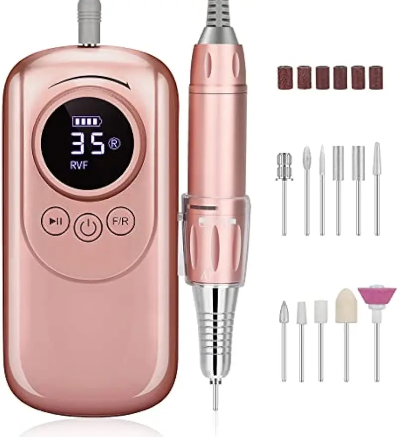 

Rechargeable 35000 RPM Nail Drill, Portable E File Nail Drill, Cordless Professional Electric Nail File Kit