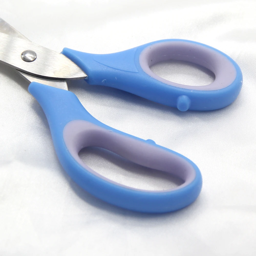 보호 커버가 있는 귀여운 파란색 가위, 학생 DIY 수제, 카와이 안전 유틸리티 나이프, 문구 선물, 학교 사무실, 6 인치