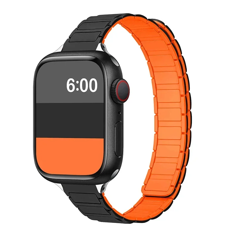 Women's Slim Silicone Magnetic Bracelet Watch Band with Strap