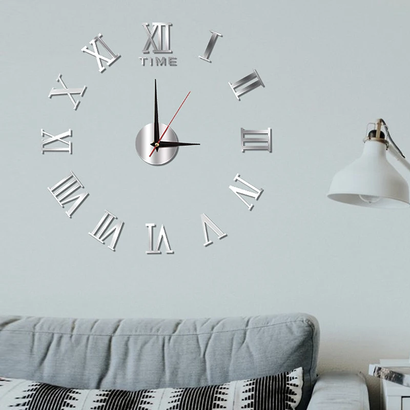 1Pc 3D Wall Clock Mirror Wall Stickers Creative DIY Clocks Modern Design Mute Quartz Needle Watch Home Decor