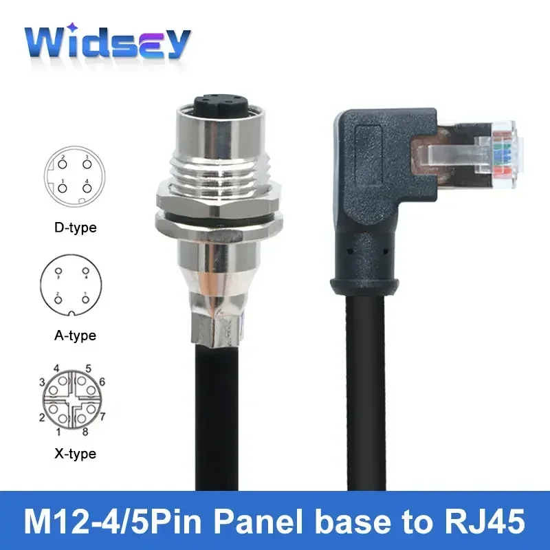Painel tipo Soquete para Conector Rj45 4pin 8pin Escudo tipo x Plugue de Rede um Código Pg9 5pin para Pj45 Cotovelo Direto M12