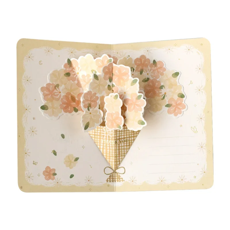 3D pop-up style greeting card with high-end feel bouquet greeting card gift with envelope blessing small gift