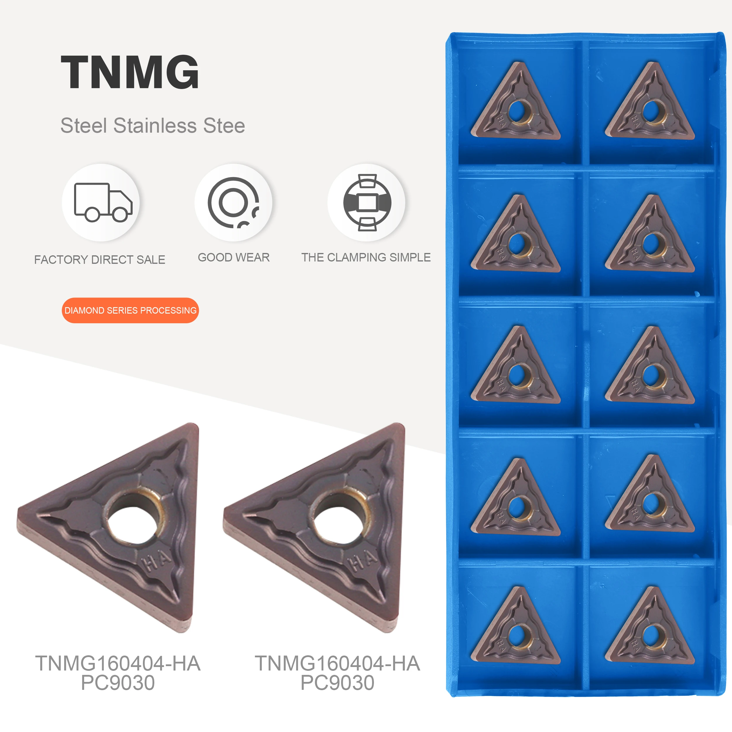 TNMG160404 08 HA PC9030 hard alloy blade  stainless steel blade milling cutter CNC lathe external turning tool 10pcs tnmg160404 ha pc9030 tnmg160408 ha pc9030 cnc lathe cutting blade carbide turning insert for stainless steel