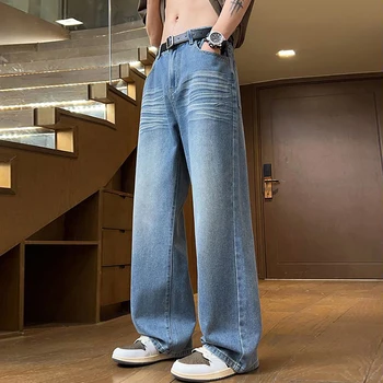 Trend In-Witted Denim Pants Men's straight comfortable jeans hip Daily look DN0789