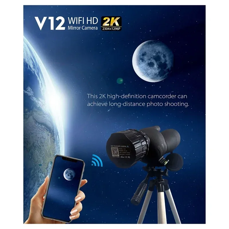 2K 4MP Mirror Camera Wifi Electronic Optical Eyepiece Telescope for Astrophotography, Planetary ,Bird Watching Spport 2 Phones 6