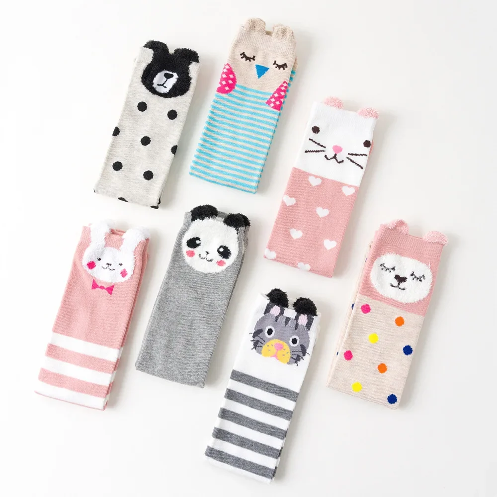 Spring Autumn Knee High Long Children Socks Leggings 2023 New Cute Korean 3D Cartoon Ears Stockings for Girls Boys Accessories