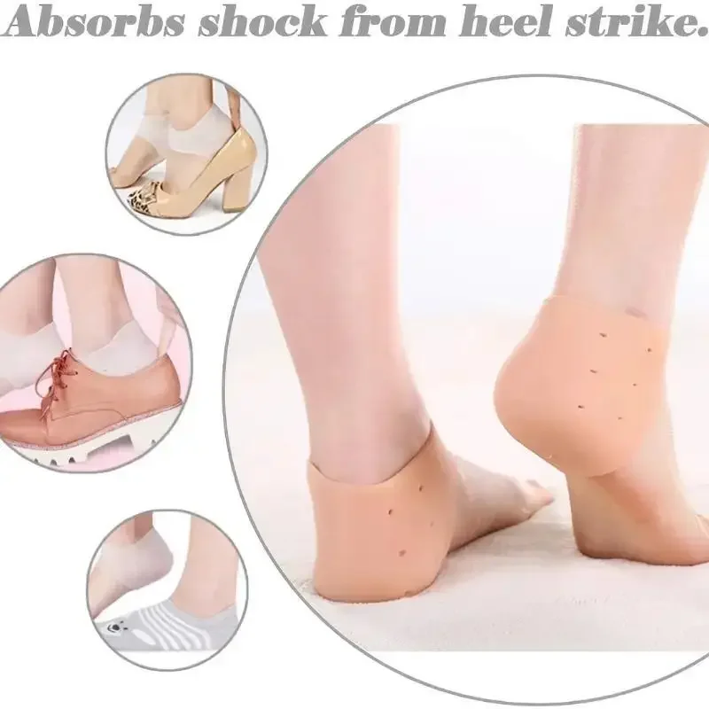 Silicone Gel Socks 2pcs Women Men Gel Heel Protectors Silicone Moisturizing Gel Heel Protect Socks Silicone Guard Dry Cracked Foot Sleeves
