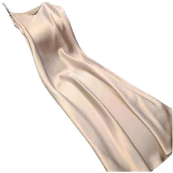Suspender dress Strendy style summer inner French satin V-neck solid color fashion European and American loose large plus dress