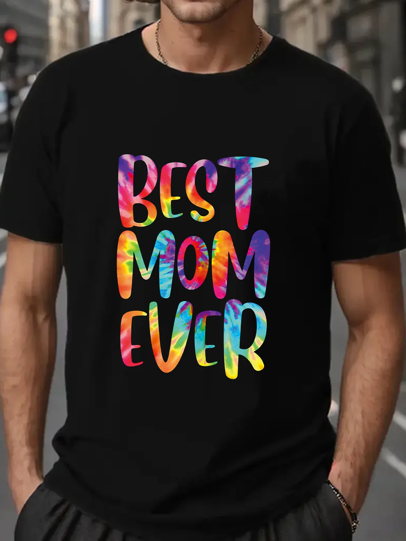

Футболка мужская хлопковая с принтом, забавная тенниска с принтом «Best Mom» на день матери, модная одежда