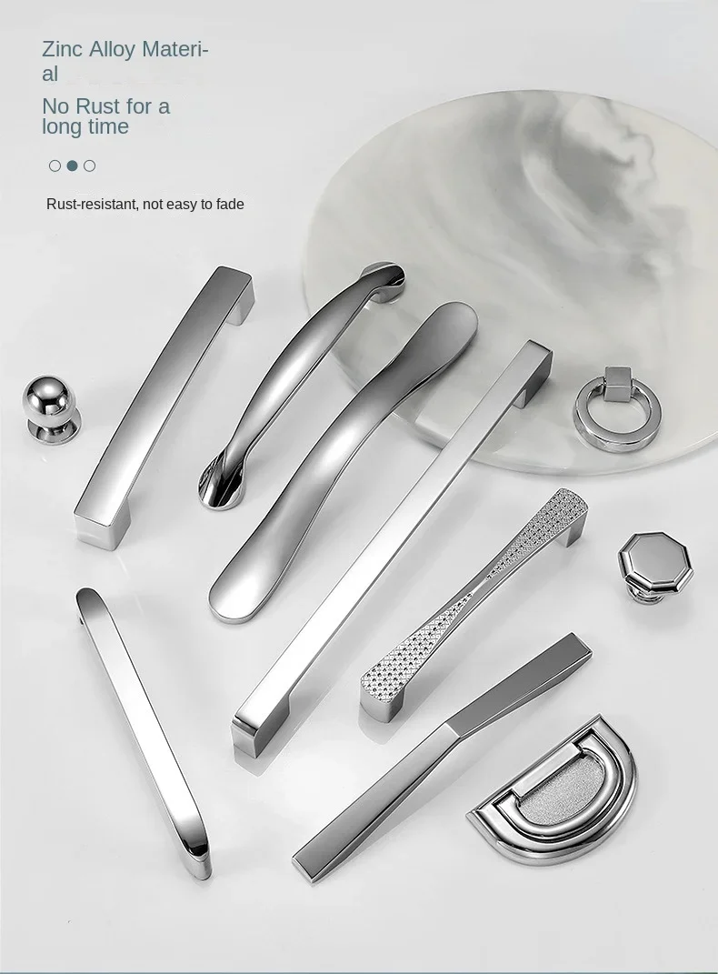 Description Picture 6 of itemModern Door Handles Kitchen Cabinet Handles and Knobs Silver Furniture Hardware Wardrobe Cupboard Handle Drawer Pulls