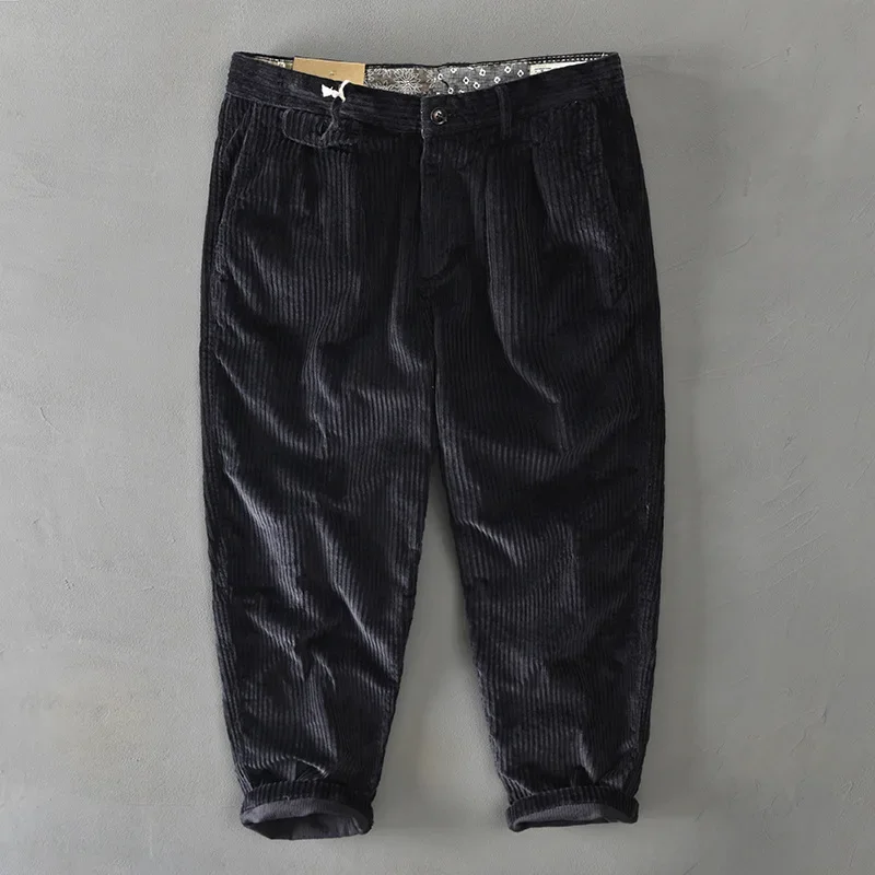 Autumn Winter Men Cotton Corduroy Pants Solid Color Casual Safari Style Multi-pocket All-match Workwear AZ325