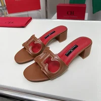 CH Cutout Design Elegant Office Low Heeled Women's Sandals Minimalist Style Crystal Women's Home Slippers - Image 2