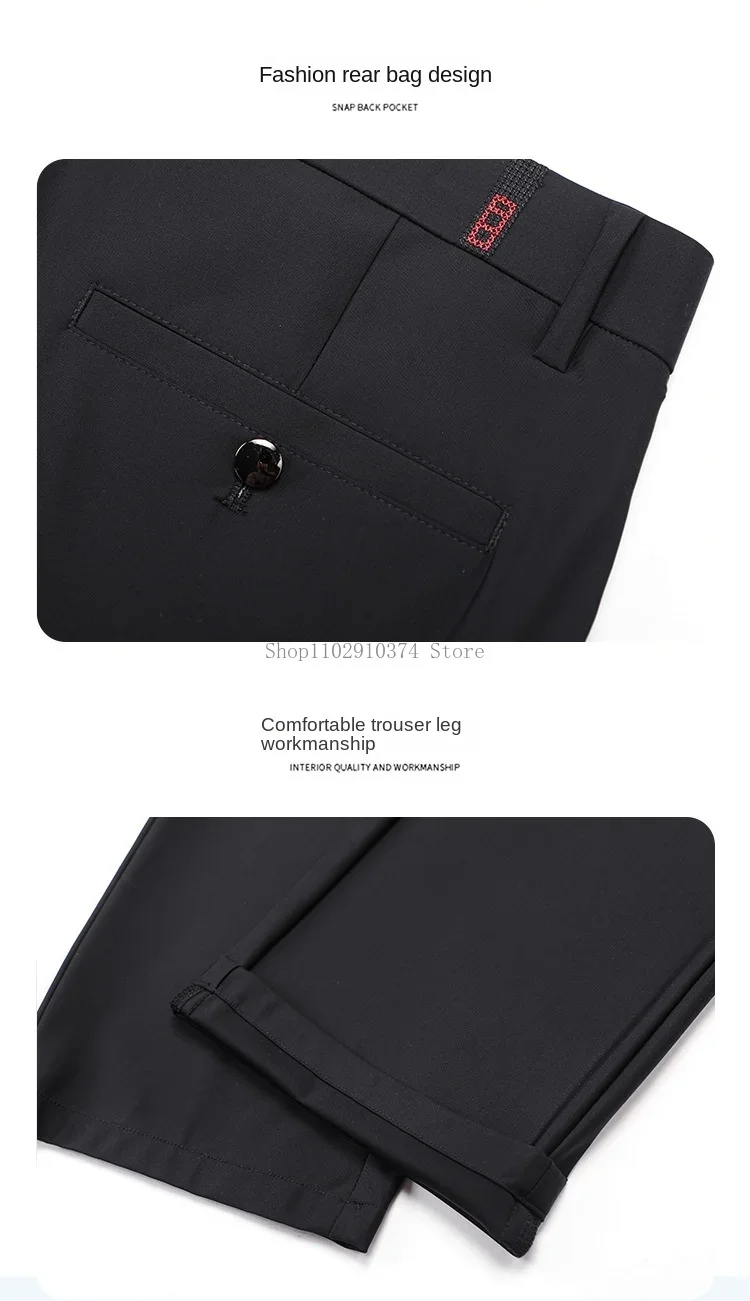 Description Picture 6 of itemSummer Thin Men's Elastic Ice Silk Draping Casual Pants Breathable Men's Casual Suits Business Straight Length Pants