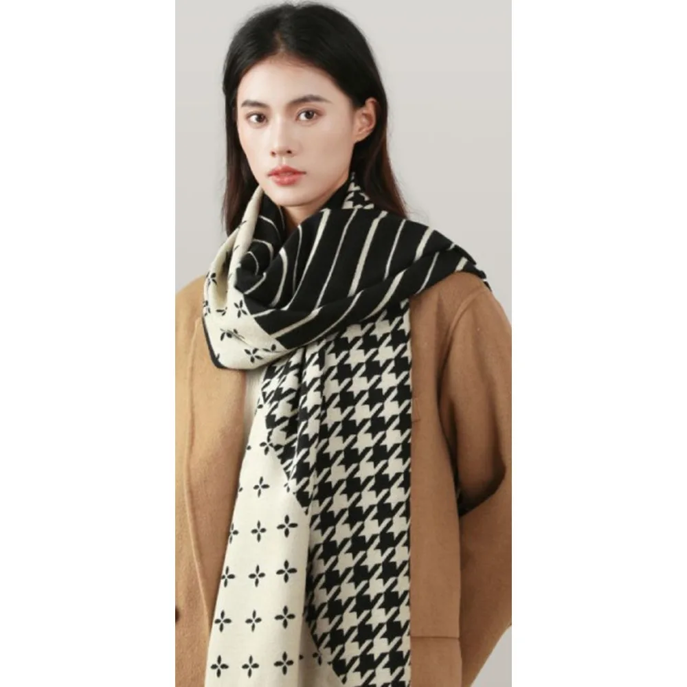 Nuovo versatile scialle Thousand Bird Grid Large per donna, cashmere, alta qualità, sciarpa di protezione per il collo ispessita_voghion.com