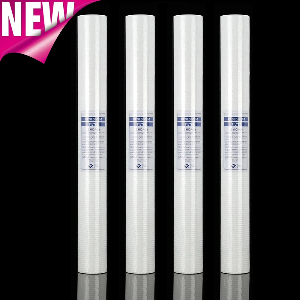 20" Water Purifier 5 Micron Sediment Water Filter Cartridge PP Cotton Filter System 4pcs