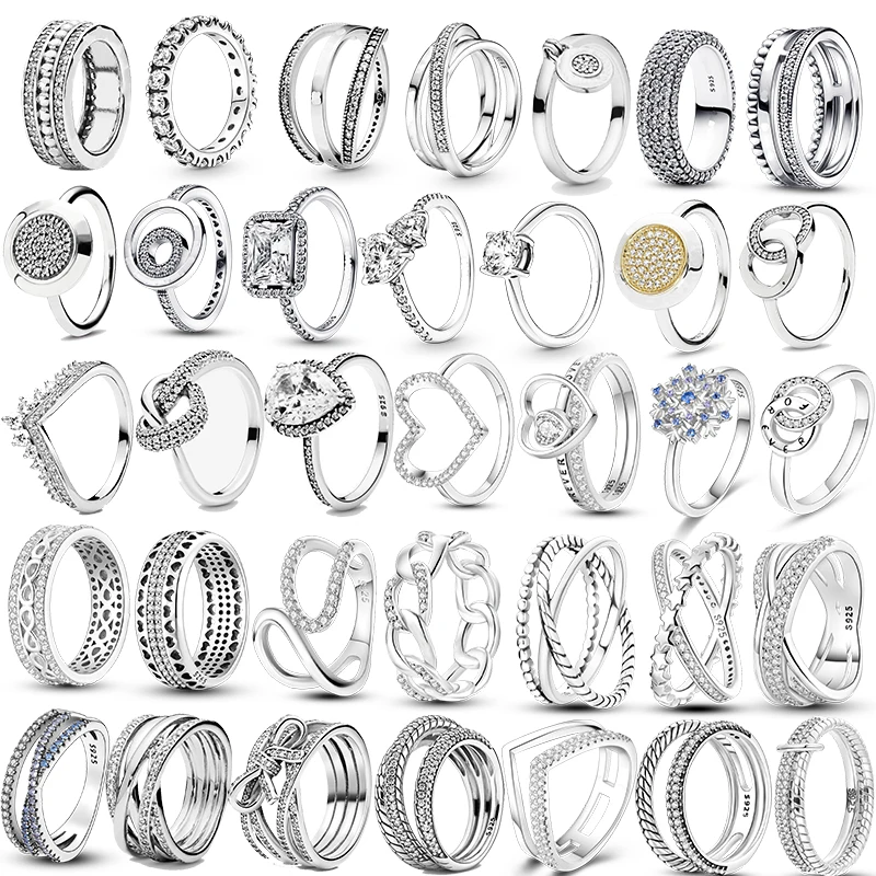 2023 Nieuwe Ringen Voor Vrouwen 100% 925 Sterling Zilveren Ster Maan Kleurrijke Zirkoon Ringen Fijne Bruiloft Verloving Verjaardag Sieraden Geschenken