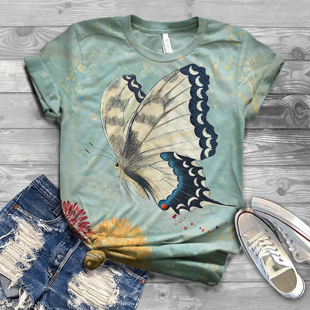 butterfly-3d-printed-tshirt-for-women-casual-streetwear-tee