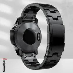 Sleek Titanium Quickfit Strap - Premium Metal Release Watch Band - 22mm (Black 02)