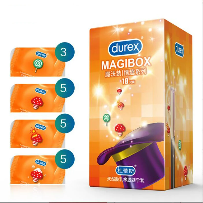 Durex 18pcs Condoms Ice Fire Mixed 4 Style Large Particle Sex Toys Thread Penis Sleeve Condom Delay Ejaculation Adult Products 2