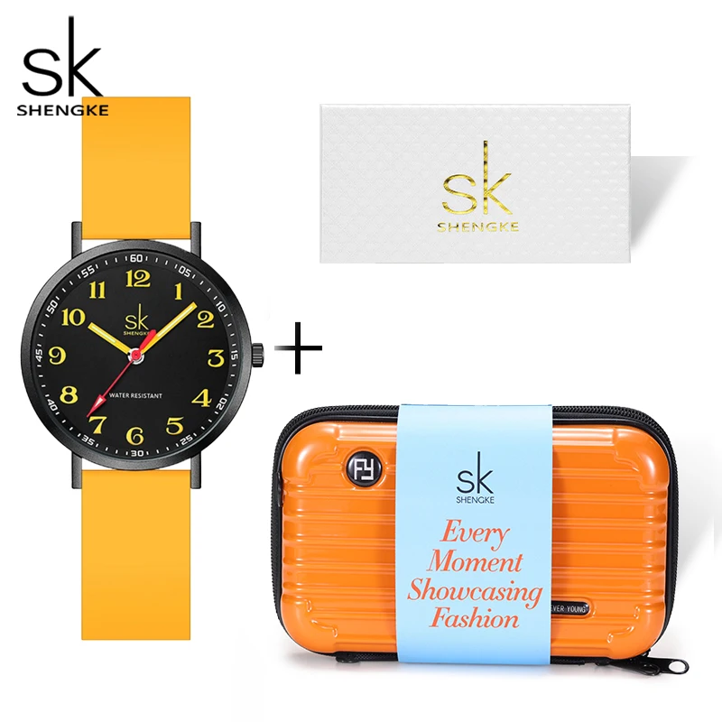 

Shengke Brand Women's Watches Gifts Set 3 pcs Fashion Ladies Quartz Wristwatches SK brand Female Dresses Clock with Package