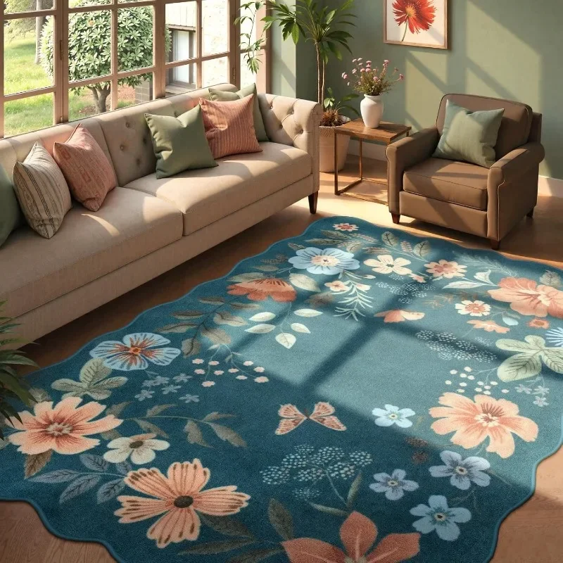 Irregular Living Room Carpet Retro Floral Bedroom Bedside Plush Rugs Creative Fashion Luxury Large Area Sofa Mats Ковер Tapete